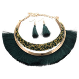 FLDZ New Crystal Metal Necklace For Women Shiny Tassel Choker Two Piece Sets Gold Necklaces Fashion Jewelry Accessories