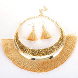 FLDZ New Crystal Metal Necklace For Women Shiny Tassel Choker Two Piece Sets Gold Necklaces Fashion Jewelry Accessories