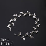 FORSEVEN Gold Silver Headbands Hair Jewelry Pearl Crystal Leaf  Bride Tiaras Headpiece Wedding Bridal Hair Accessories Gift JL