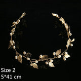 FORSEVEN Gold Silver Headbands Hair Jewelry Pearl Crystal Leaf  Bride Tiaras Headpiece Wedding Bridal Hair Accessories Gift JL