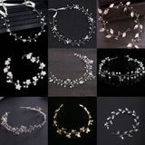 FORSEVEN Gold Silver Headbands Hair Jewelry Pearl Crystal Leaf  Bride Tiaras Headpiece Wedding Bridal Hair Accessories Gift JL