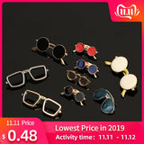 Fashion Enamel Oil Glasses Sunglasses Pins and Brooches Men's Suit Dress Shirt Collar Mens Clothing & Accessories