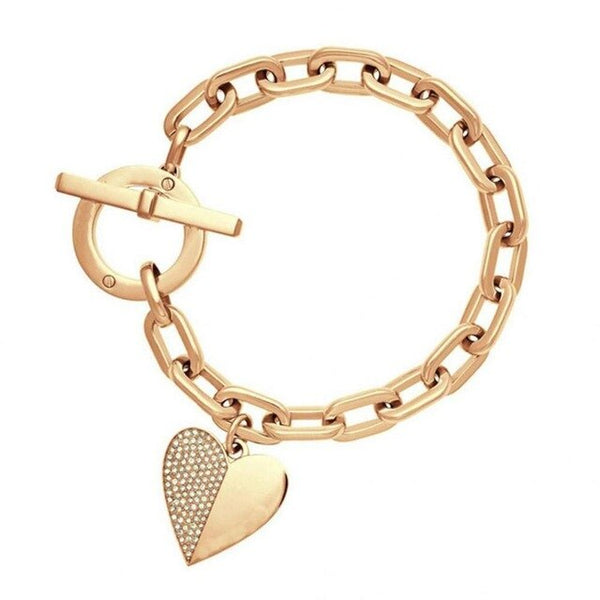 Fashion Heart Cuff Bracelet Exquisite Charm Polishing Crystal Gold Sliver Rose Gold Wrist Bracelet Trendy Wholesale