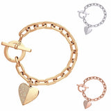 Fashion Heart Cuff Bracelet Exquisite Charm Polishing Crystal Gold Sliver Rose Gold Wrist Bracelet Trendy Wholesale