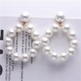 Fashion Simulated Pearl Statement Big Small Hoop Earrings for Women Exaggerate Circle Earrings Personality Nightclub Jewelry