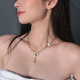 HUANZHI 2019 Hip Hop Multi-layer Imitation Irregular Pearls Chain Metal Beads Line Lock Chain Necklace for Women Jewelry