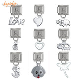 Hapiship 1Pcs 9mm Width Original Daisy Elephant Heart Dog Love High-end Charm Fit Bracelet Stainless Steel Jewelry Making DJ34