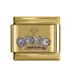 Hapiship 1Pcs 9mm Width Original Daisy Star Round Flower Crown Horseshoe Charm Fit Bracelet Stainless Steel Jewelry Making DJ13