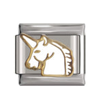 Hapiship 2019 New 9mm Width Original Daisy Heart Crown Unicorn Baby Carriage Charm Fit 9mm Bracelet Stainless Steel Link DJ129