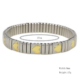 Hapiship Women Man Fashion Style Jewelry Heart Flower Butterfly Cross Dolphins Stainless Steel Elastic Bracelet Bangle ST00