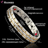 Healing Magnetic Bracelet Men/Woman 316L Stainless Steel 3 Health Care Elements(Magnetic,FIR,Germanium) Gold Bracelet Hand Chain