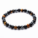 Hematite Black Obsidian Tiger Eye Stones Strand Beaded Stretch Bracelets Powerful Energy Men Women Jewelry 6mm 8mm 10mm options