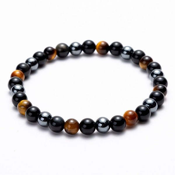 Hematite Black Obsidian Tiger Eye Stones Strand Beaded Stretch Bracelets Powerful Energy Men Women Jewelry 6mm 8mm 10mm options