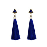 Hot Bohemian Fringe Long Gradient Multilayer Drop Earrings Women Fashion Jewelry Dangle Silk Fabric Ethnic tassel earrings