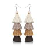 Hot Bohemian Fringe Long Gradient Multilayer Drop Earrings Women Fashion Jewelry Dangle Silk Fabric Ethnic tassel earrings