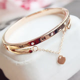 Hot Luxury Rose Gold Stainless Steel Bracelets Bangles Female Heart Forever Love Brand Charm Bracelet for Women Famous Jewelry
