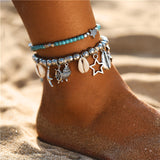 IF ME Bohemian Star Beads Stone Anklets for Women Vintage woven Rope Pendant Bracelet on Leg Anklet Beach Ankle Jewelry New Gift