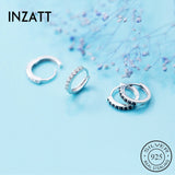 INZATT Real 925 Sterling Silver Minimalist Geometric Zircon Round Hoop Earrings For Women Party 2019 Fashion Jewelry Accessory