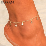 IPARAM Multi Layer Star Pendant Anklet Foot Chain 2019 New Summer Yoga Beach Leg Bracelet Charm Anklets Jewelry Gift