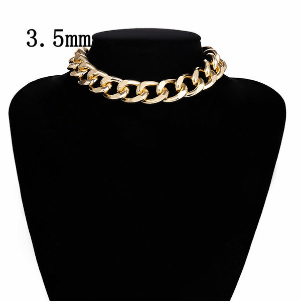 Ingemark Punk Miami Cuban Choker Necklace Collar Statement Hip Hop Big Chunky Aluminum Golden Thick Chain Necklace Women Jewelry