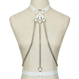 KMVEXO 2019 New Leather Harness Belt Bondage Cage Gothic Chain Body Necklace Women Punk Fashion Cosplay Festival Torques Jewelry