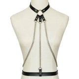 KMVEXO 2019 New Leather Harness Belt Bondage Cage Gothic Chain Body Necklace Women Punk Fashion Cosplay Festival Torques Jewelry