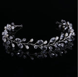 KMVEXO Fashion Leaves Silver bridal hair accessories Handmade Crystal Hair Jewelry Wedding Accessories Headband Women Headpiece