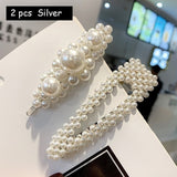 Korean Simulated Pearl Barrettes Beaded Geometric Women Hair Clip Hairgrips Hair Accessories Girls Jewelry Fashion Hair Pins