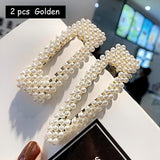 Korean Simulated Pearl Barrettes Beaded Geometric Women Hair Clip Hairgrips Hair Accessories Girls Jewelry Fashion Hair Pins