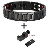 LITTLE FROG Health Magnetic Therapy Bracelet Men Jewelry Black 316L Stainless Steel 4 Elements Bracelets & Bangles 10239