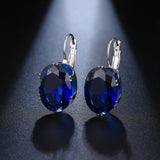 LZX Hot Sell Oval Shape Crystal Earring 5 Colors Cubic Zirconia Stone Hoop Earrings For Women and Girls Fashion Party Jewelry