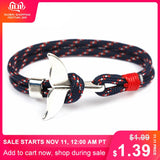 MKENDN Fashion Whale Tail Anchor Bracelets Men Women Charm Nautical Survival Rope Chain Paracord Bracelet Male Wrap Metal Hooks