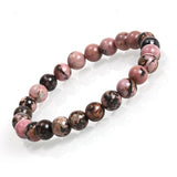 Mcllroy Men Women Natural Stone bracelet 8mm Black Onyx Rhodonite Rose Quartzs Beaded Wrist Stackable Mala Mens Bracelets 2019