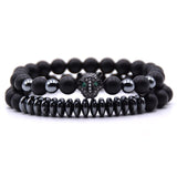 Men CZ Zirconia Leopard head Charms Bracelets  8mm Natural stone Matte Beads Bracelet  For Women jewelry gifts pulseras