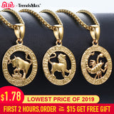 Men's Women's 12 Horoscope Zodiac Sign Gold Pendant Necklace Aries Leo Wholesale Dropshipping 12 Constellations Jewelry GPM24