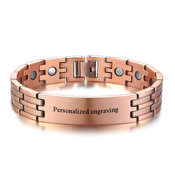 Mens Elegant Pure Copper Magnetic Therapy Link Bracelet Pain Relief For Arthritis And Carpal Tunnel Male Jewelry 8.46"