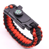 Military Emergency Braided Survival Bracelet Men Women Paracord Outdoor Camping Rescue Rope Bangles Compass Whistle Knife 4 in 1