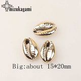 Natural Cowrie Shells Connect Charms Beads 10pcs/lot Golden Silver Plating For DIY Bohemia Jewelry Bracelet Making Accessories