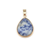 Natural Stone Pendant Water Drop Shape Pendants Agates/ RoseQuartz/Tiger Eye Charms for Necklaces Jewelry Making 3.5*2.4*0.7cm