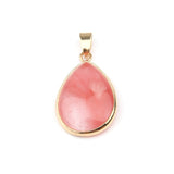 Natural Stone Pendant Water Drop Shape Pendants Agates/ RoseQuartz/Tiger Eye Charms for Necklaces Jewelry Making 3.5*2.4*0.7cm