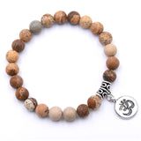 Natural Stone Strand Bracelet Yoga Chakra Mala Bracelet OM Lotus Women Men Beaded Charm Bracelet Jewelry Pulseras dropshipping