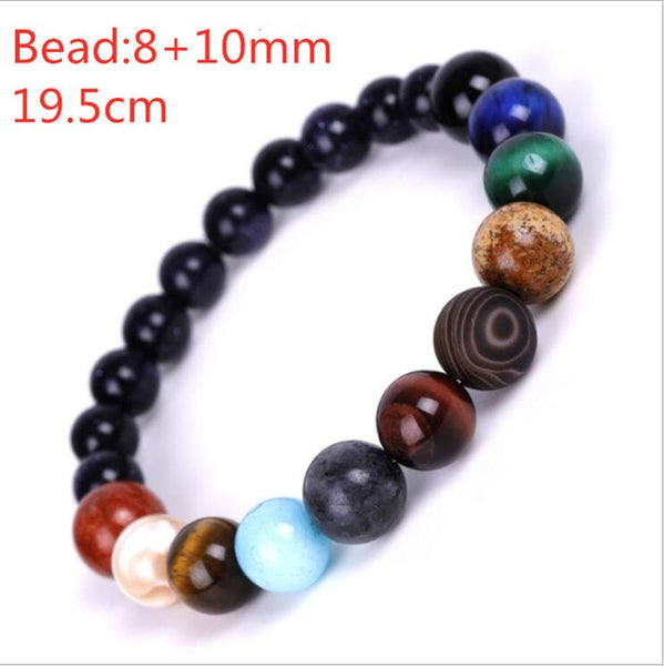 New Fashion Solar System Universe Galaxy Eight Planets Bracelet Star Lava Reiki Natural Stone Beads Energy Adjustable Bracelet