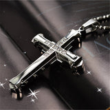 New Hot Sale Necklace for Men Jesus Crystal Cross Pendant Necklace Gold Silver and Black Cross Necklace Fashion Jewelry
