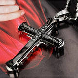 New Hot Sale Necklace for Men Jesus Crystal Cross Pendant Necklace Gold Silver and Black Cross Necklace Fashion Jewelry