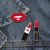 New Sexy Lips Lipstick Creative Brooch Collar Hat Metal Enamel Pin Brooches For women Popular Lapels Pins Badge Jewelry Gift