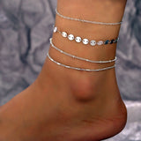 New Summer Barefoot sandals Beach Anklets Hollow Out Water Droplet Shape Multi-storey Foot Fashion Jewelry Boho Vintage KB348