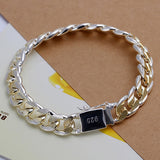 New high-end women men noble 925 sterling silver bracelet jewelry men's 10M color side of the side buckle bracelet H091