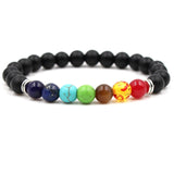 Newst 7 Chakra Bracelet Men Black Lava Healing Balance Beads Reiki Buddha Prayer Natural Stone Yoga Bracelet For Women