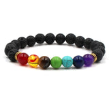 Newst 7 Chakra Bracelet Men Black Lava Healing Balance Beads Reiki Buddha Prayer Natural Stone Yoga Bracelet For Women