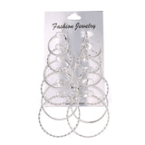 OATHYAN 6 Pairs/set Minimalist Jewelry Fashion Round Circle Hoop Earrings Set For Women Gold Silver Big Earring Gifts Brincos